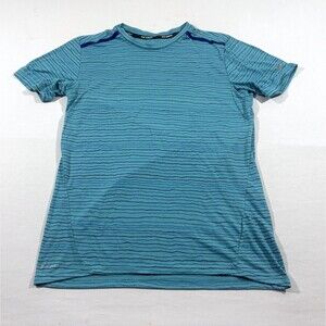 Nike DF Cool Tailwind Stripe Blue Short Sleeve Crew Poly Cotton Tee T-shirt Sz M